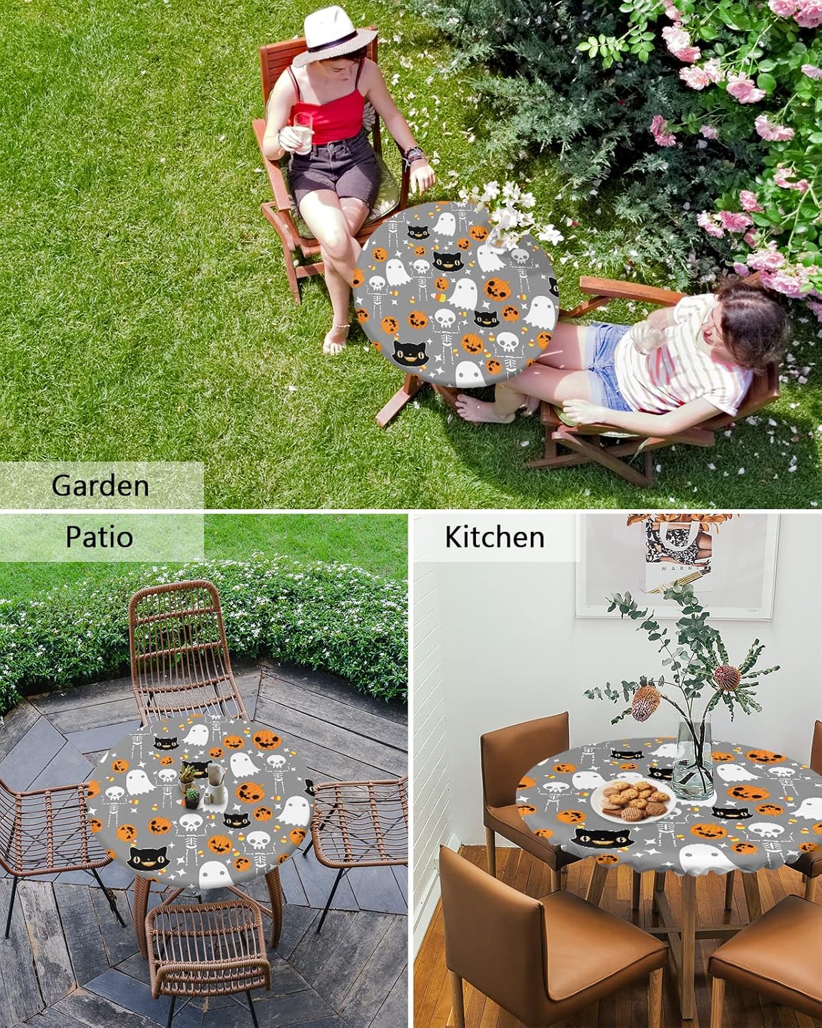 Halloween Fitted Round Tablecloth with Elastic Edge
