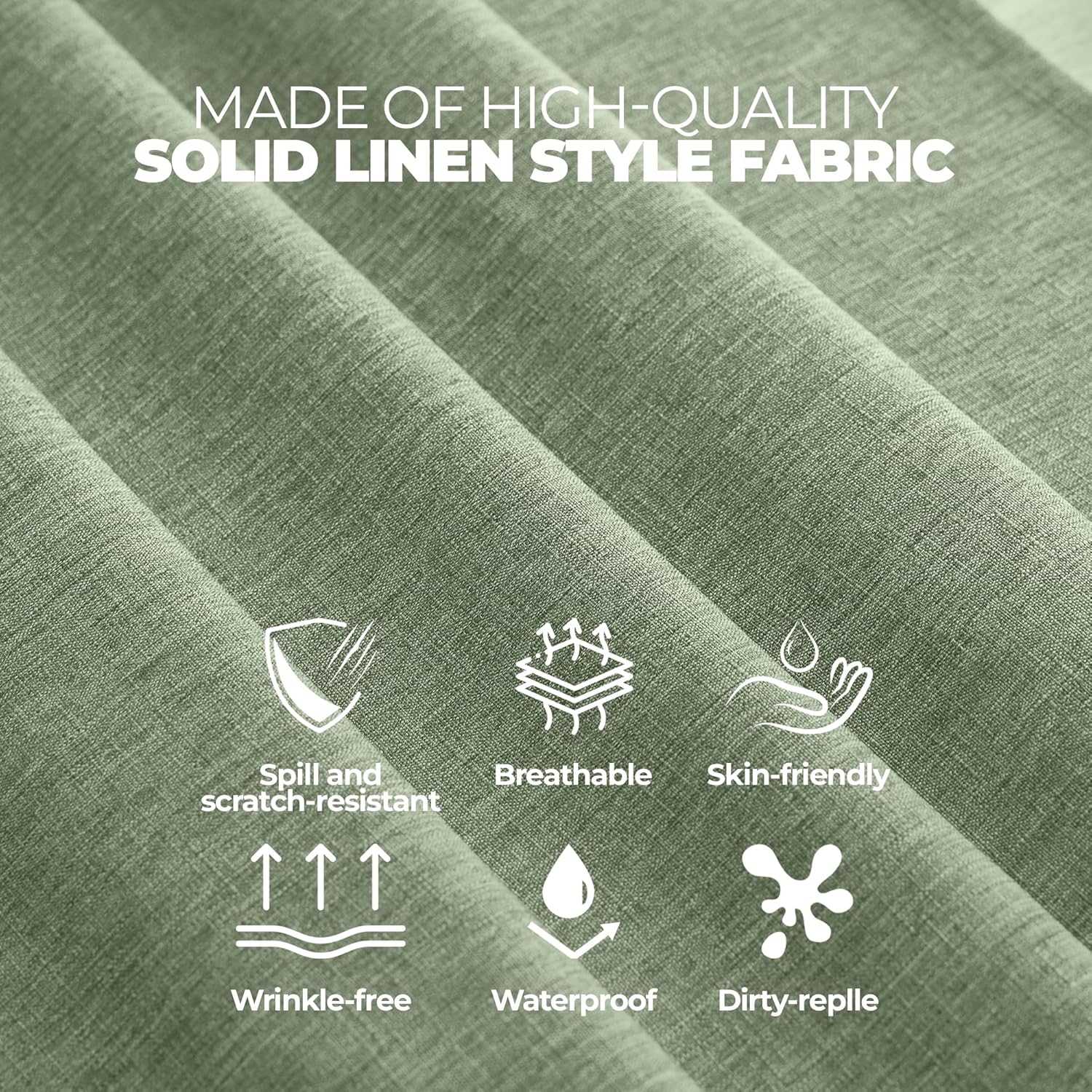 Sage Green Rectangle Waterproof Tablecloth for 4-6 Seats