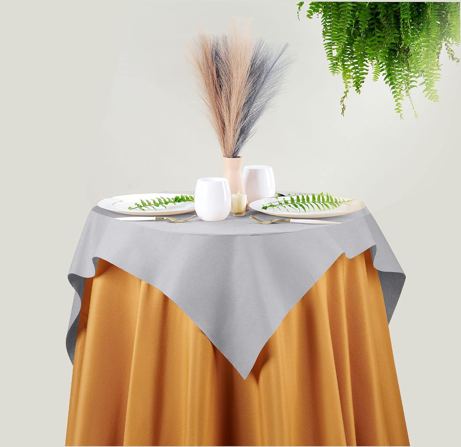 Disposable Tablecloth 55x55 Gray Paper for Square or Round Tables