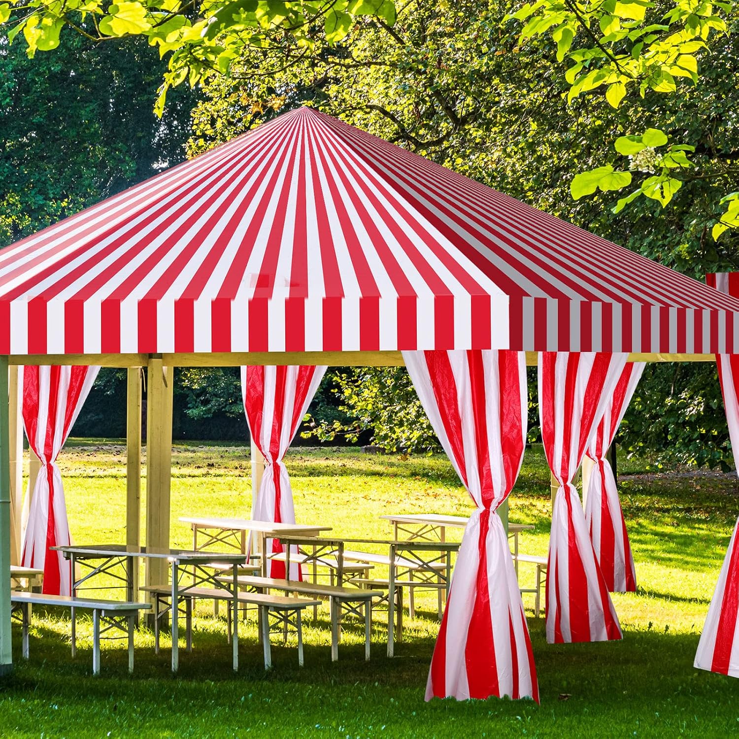 Ctosree Red and White Striped Tablecloth Roll