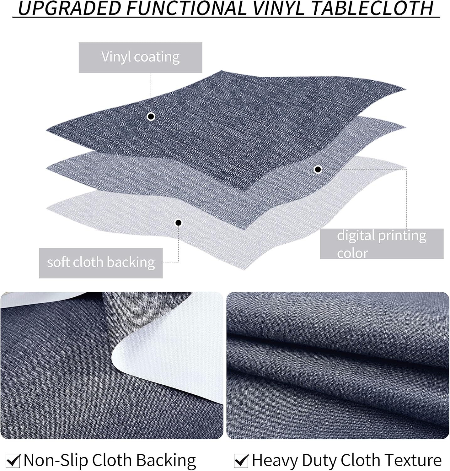 Obstal Waterproof Tablecloth 54 x 78 Dark Grey